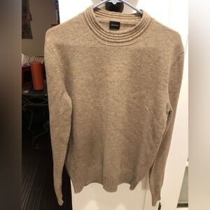 Jil Sander 100% Wool Laine Knit Pullover Sweater Camel Color EU 50 Runs Small